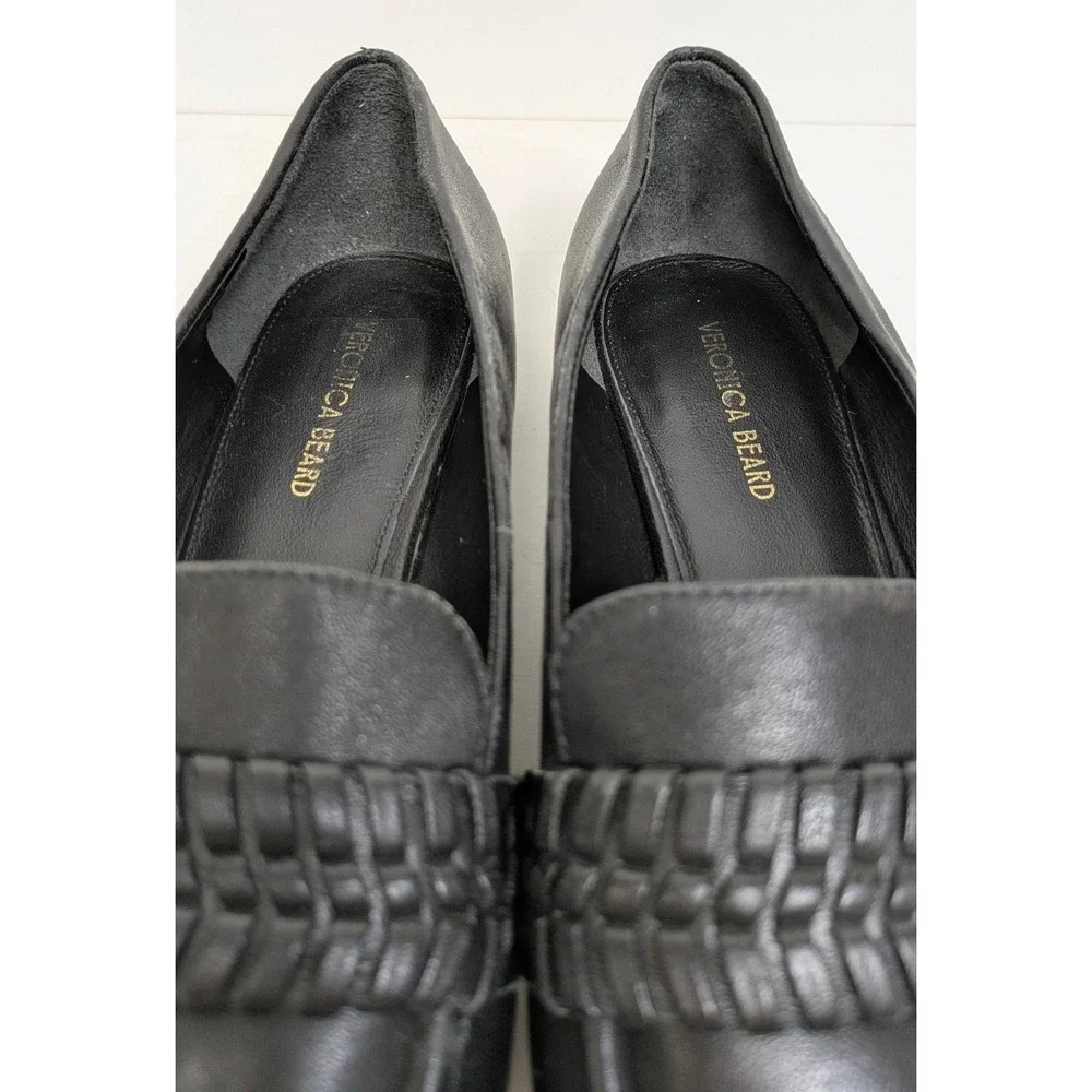 Veronica Beard Arlie Black Nappa Leather Braided Loafers Italy 6.5M - Picture 7 of 10